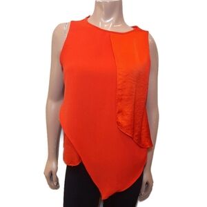 Zara W/B Asymmetric Mixed Media Blouse Sleeveless Layered Top Size Large